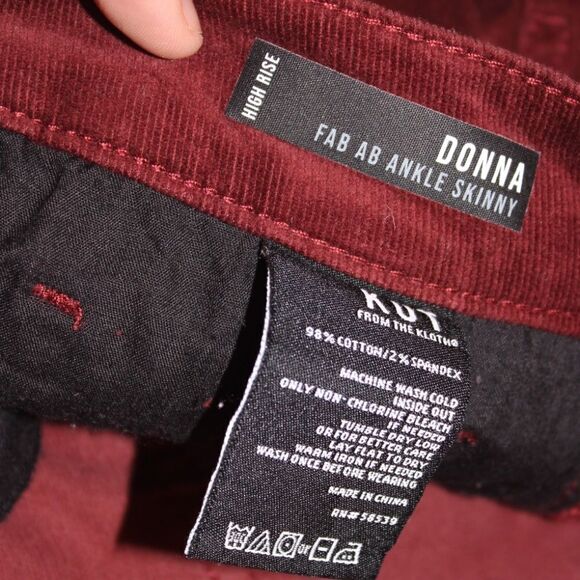 NEW KUT High Rise Donna Fab ab Ankle Skinny Corduroy Jeans Women Size 16 - Picture 11 of 14